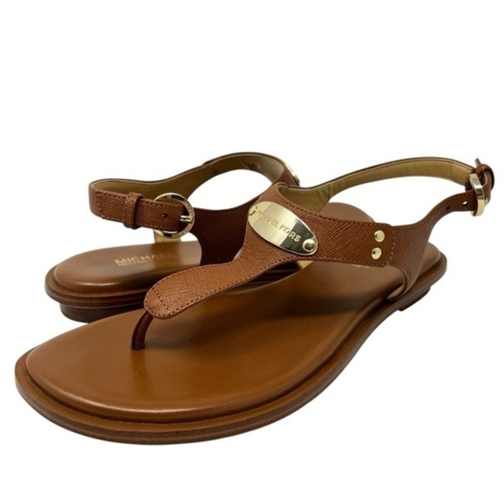 Michael Kors Tan Leather Sandals with Gold Accents